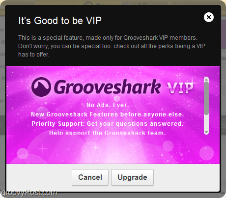 vantaggi dell'account VIP Grooveshark