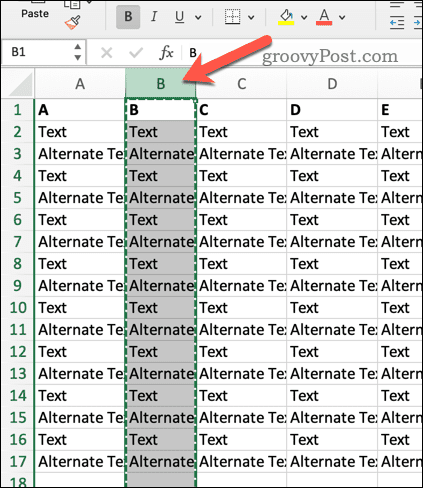 Seleziona un'intestazione in Excel
