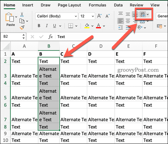 A capo automatico del testo in Excel