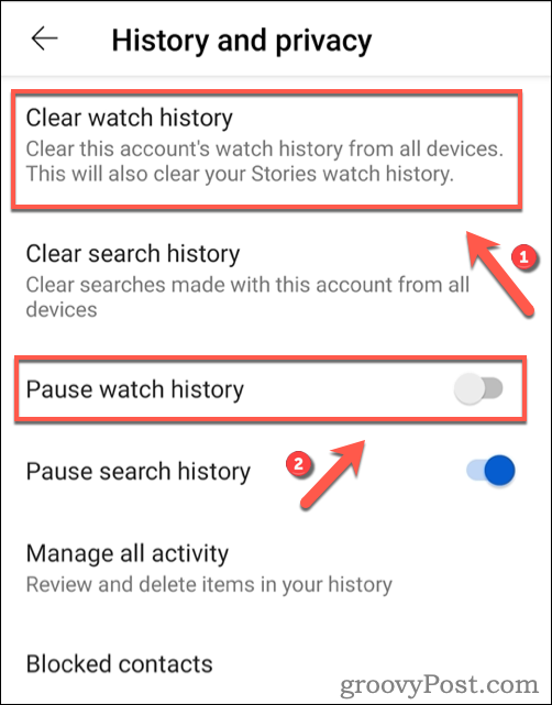 Cancellare la cronologia delle visualizzazioni di YouTube su Android.
