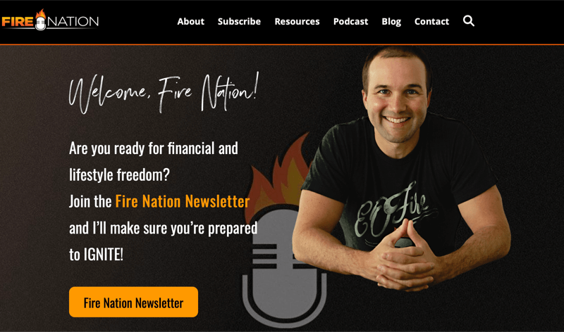 home page del sito web di Entrepreneurs on Fire
