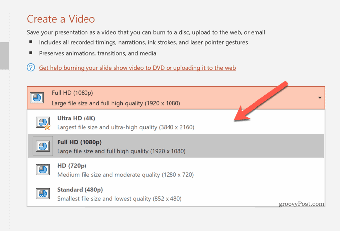Determinazione della qualità dei video esportati in PowerPoint