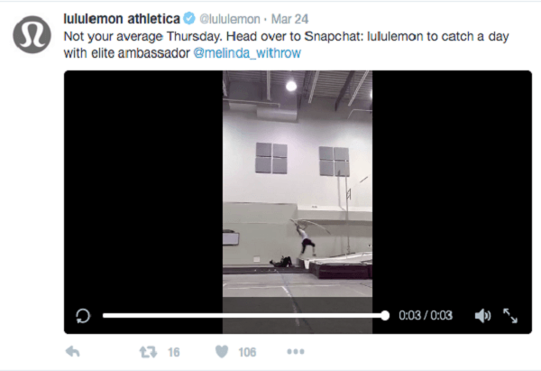 anteprima video di lululemon snapchat su twitter