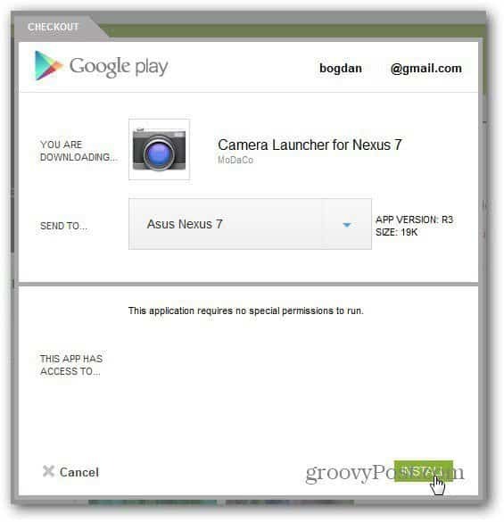 google nexus 7 installa videocamera