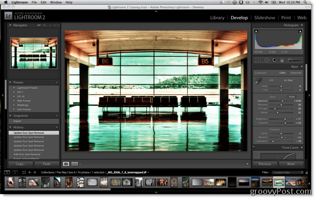 Schermata delle preimpostazioni di Adobe Lightroom 2
