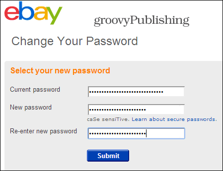 eBay modifica password impostazioni account informazioni personali password 2