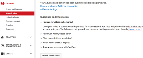 Collega account youtube e adsense