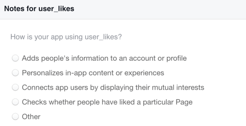 Spiega come utilizzerai i dati dei Mi piace di Facebook che raccogli.