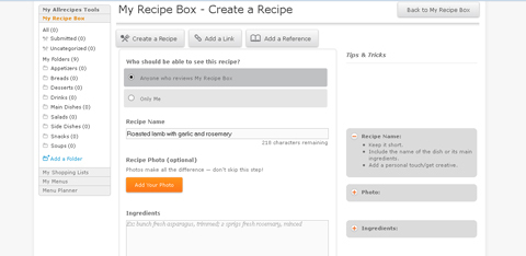 scatola di ricette allrecipes