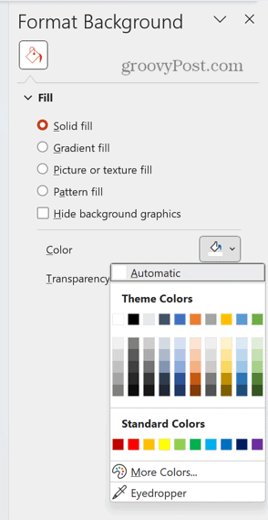 powerpoint selezionare il colore di sfondo