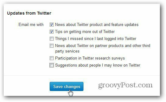 impostazioni twitter notifiche e-mail personalizza salva modifiche