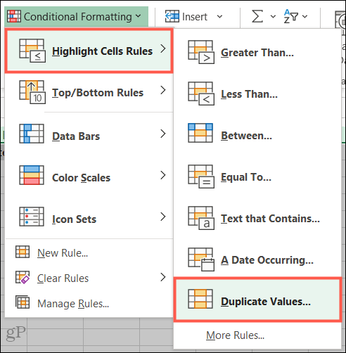 Evidenzia le regole della cella, i valori duplicati in Excel