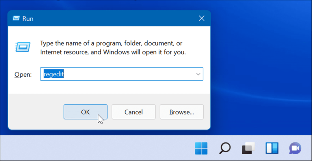 regedit Esegui Windows 11