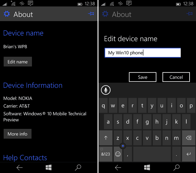 Cambia il nome di Windows Phone
