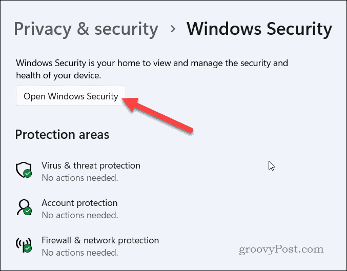 Avvia Sicurezza di Windows su Windows 11