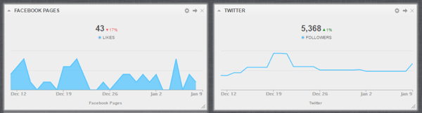 Cyfe mostra le metriche dei social media per tutti i tuoi social network in un'unica dashboard.