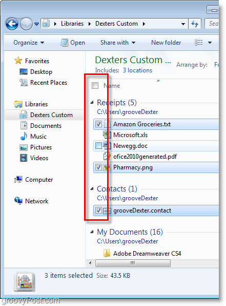 Come selezionare file e cartelle in Windows 7 con caselle di controllo