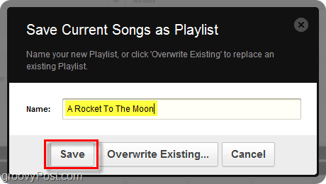 dai un nome alla tua playlist Grooveshark