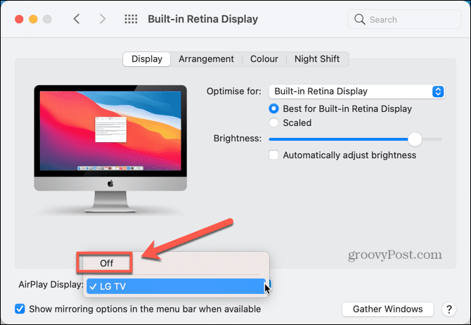 mac disattiva il mirroring