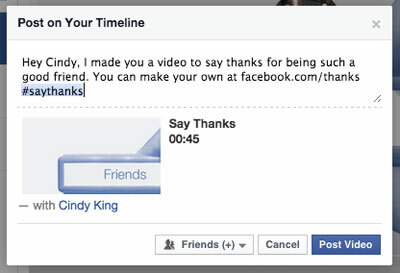 facebook grazie video post con un tag amico