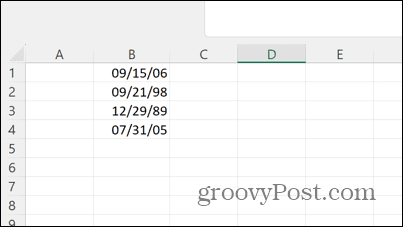 date in formato excel