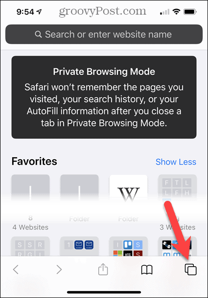 Modalità di navigazione privata in Safari su iOS