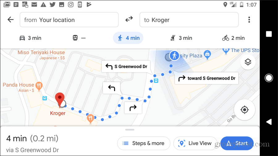 google maps indicazioni a piedi