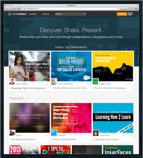 home page di slideshare