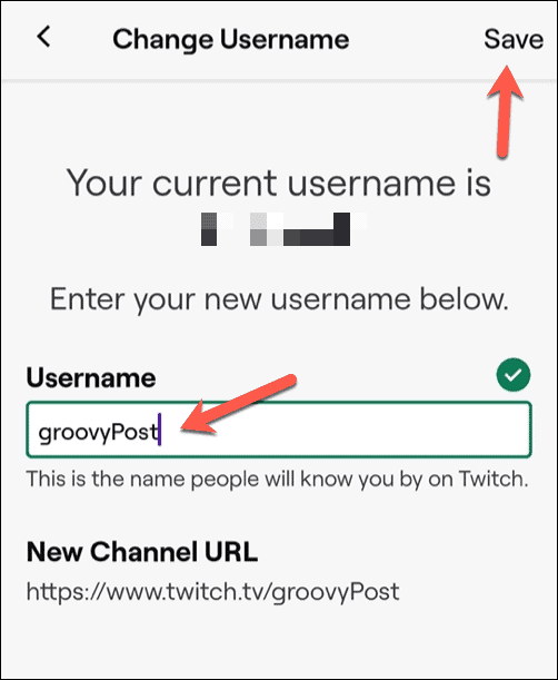 Modifica del nome utente di Twitch su Android