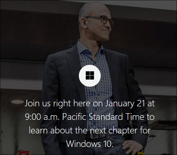 Briefing di Windows 10 di Microsoft Streaming live 21 gennaio