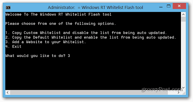 Strumento Flash della whitelist di Windows RT