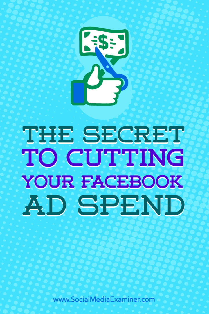 Suggerimenti su come ridurre la spesa pubblicitaria su Facebook.