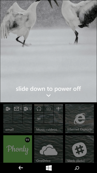 1 diapositiva per spegnere Windows Phone