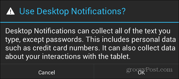 Notifiche desktop Android