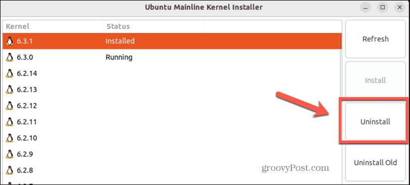 ubuntu disinstalla il kernel nella linea principale