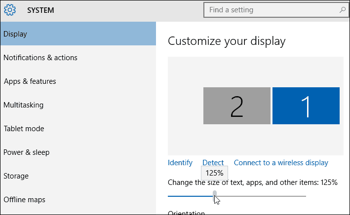 Impostazioni dimensioni testo Windows 10