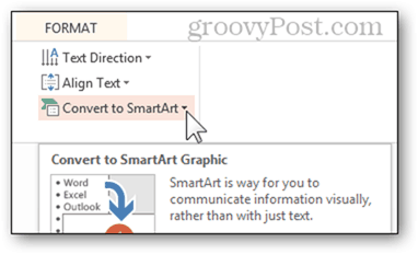 smart art converti in smartart elenco puntato bullet powerpoint power point convert 2013 funzionalità formato pulsante opzioni