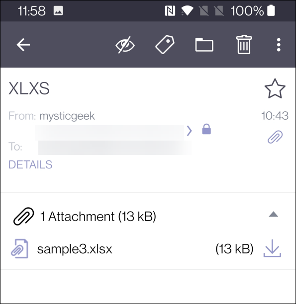 protonmail apre i file xlsx in Android