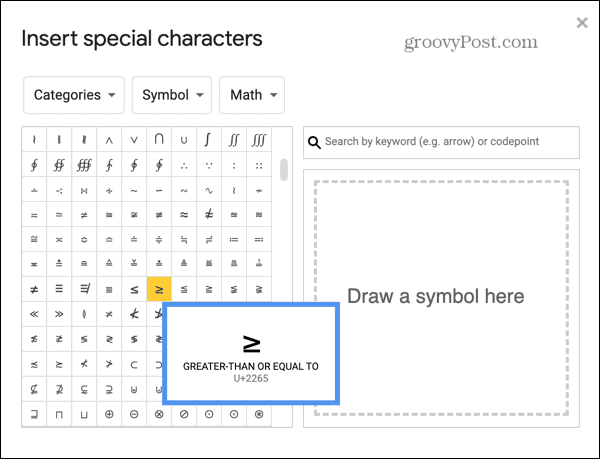 Presentazioni Google seleziona un simbolo