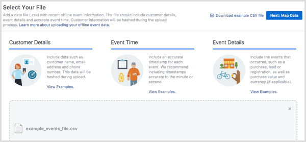 Facebook Business Manager carica eventi offline