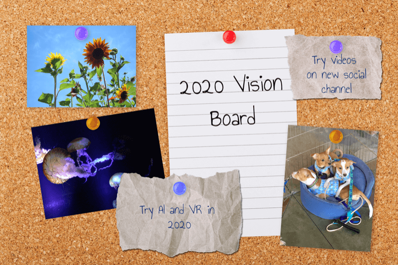 esempio di vision board di iniziative di marketing