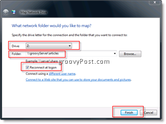 Mappare un'unità di rete in Windows Vista e Server 2008 da Esplora risorse