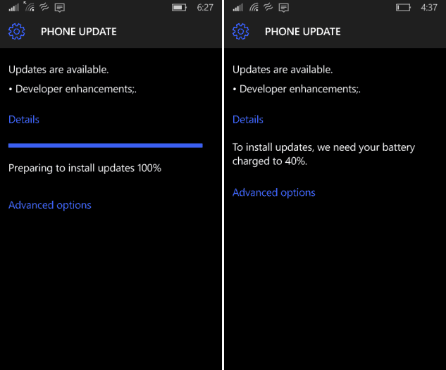 Aggiornamento di Windows 10 Phone