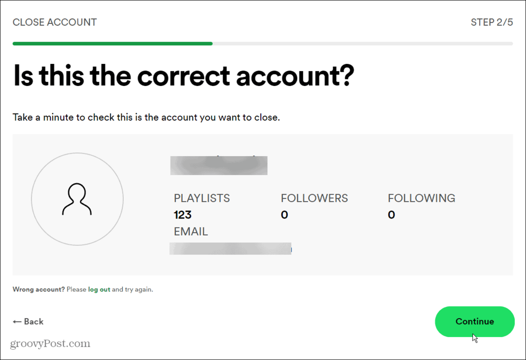 elimina l'account gratuito Spotify