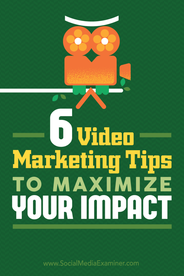 Suggerimenti su sei modi in cui i professionisti del marketing possono migliorare le prestazioni dei tuoi contenuti video.