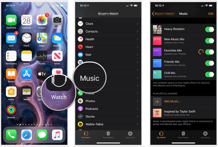 App per la musica di Apple Watch
