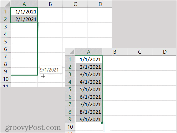 Modello data di compilazione automatica Excel