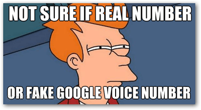 non sono sicuro se il numero reale o il numero fasullo di Google Voice