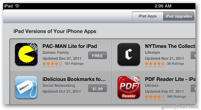 Versioni iPad di app per iPhone