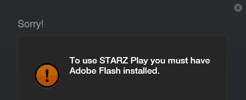 Messaggio di errore Flash